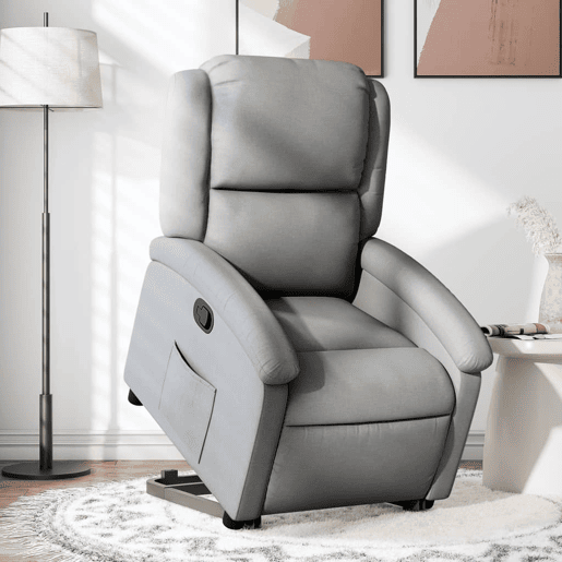 vidaXL Poltrona reclinável elevatória tecido cinzento-claro vidaXL Poltrona reclinável elevatória tecido cinzento-claro