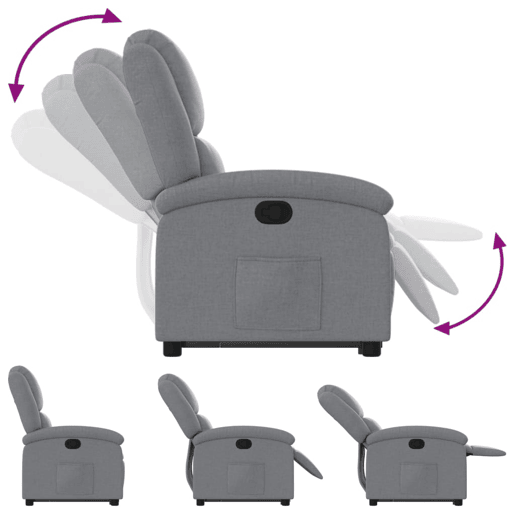 vidaXL Poltrona reclinável elevatória tecido cinzento-claro vidaXL Poltrona reclinável elevatória tecido cinzento-claro