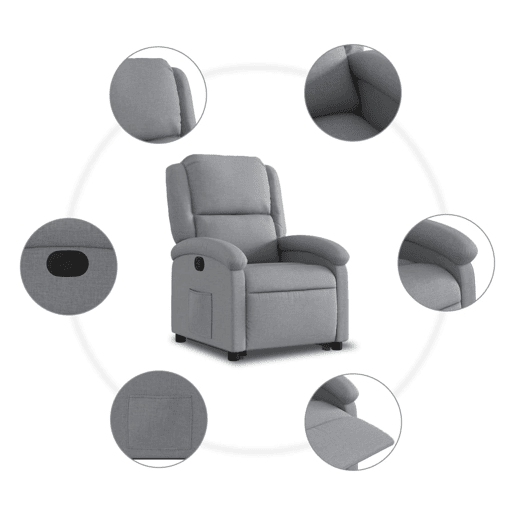 vidaXL Poltrona reclinável elevatória tecido cinzento-claro vidaXL Poltrona reclinável elevatória tecido cinzento-claro