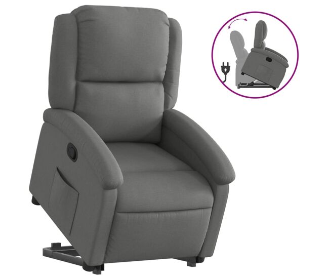 Vidaxl sillón reclinable elevable de tela gris oscuro