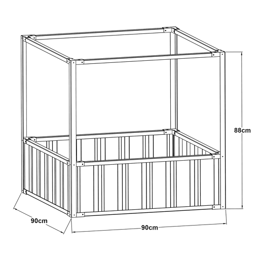 Huerta urbana alta Alblasserdam com rede de aço 90x90x88cm - Antracite en.casa