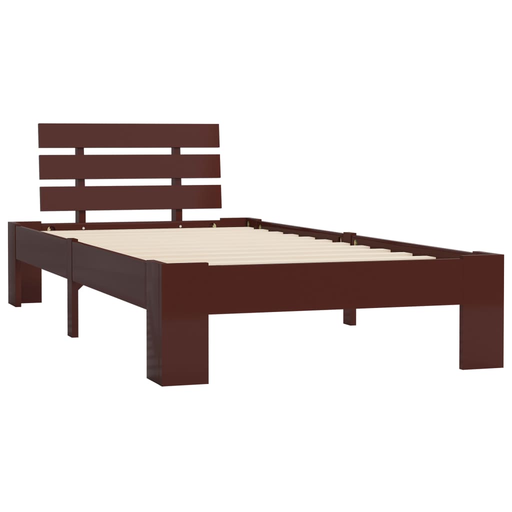 Estructura de cama madera maciza pino marrón oscuro 90x200 cm