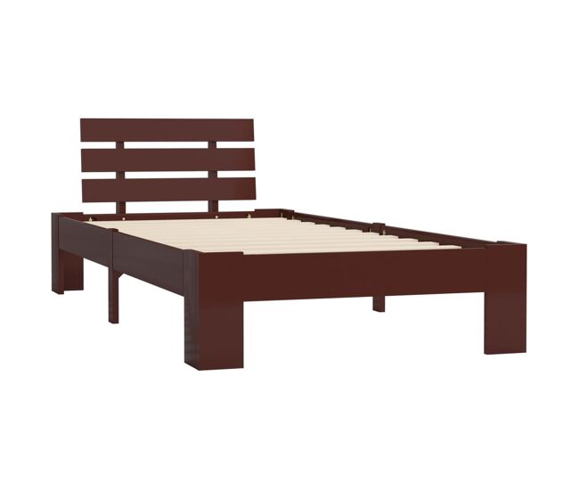 Estructura de cama madera maciza pino marrón oscuro 90x200 cm