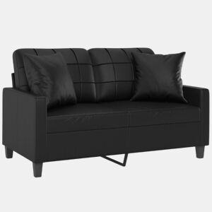 vidaXL Sofá 2 lugares + almofadas decorativas 120cm couro artif. preto