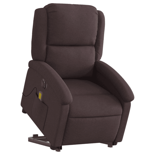vidaXL Poltrona elétrica elevatória massagens tecido castanho-escuro