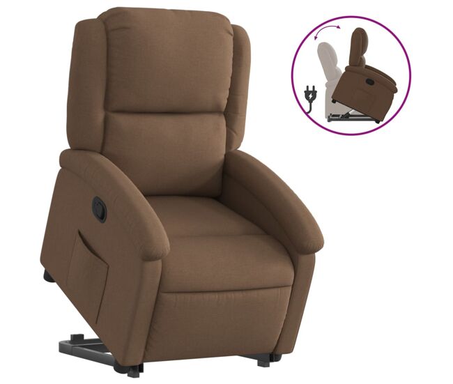 Vidaxl sillón reclinable elevable de tela marrón