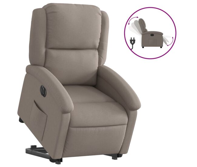 Vidaxl sillón eléctrico reclinable elevable de tela gris taupe