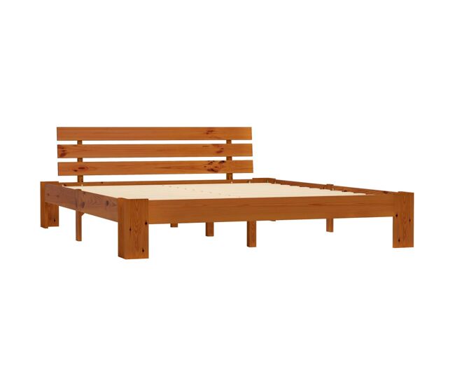 Estructura de cama madera maciza pino marrón miel 180x200 cm