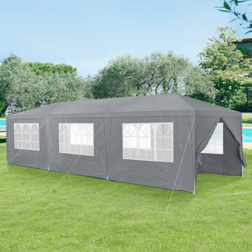 Tenda Pavilhão de jardim Wedau metal 900 x 300 x 255 cm cinzento escuro casa.pro