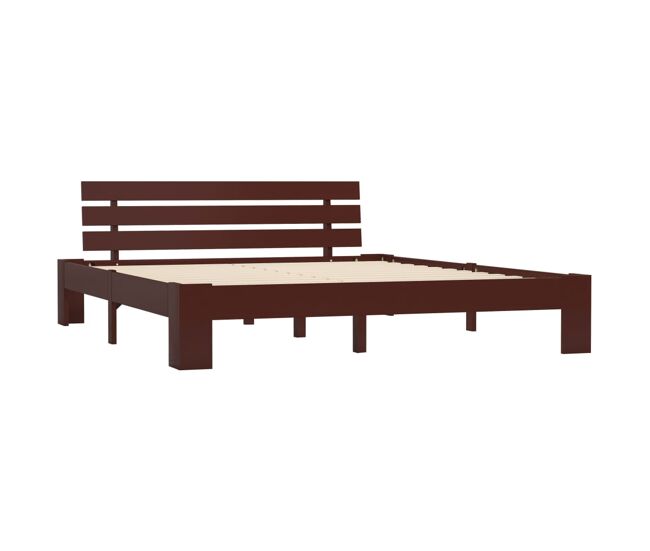 Estructura de cama madera maciza pino marrón oscuro 160x200 cm
