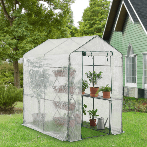 Estufa de jardim com prateleiras Oosterhout 120 x 186 x 190 cm en.casa