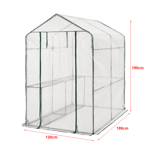 Estufa de jardim com prateleiras Oosterhout 120 x 186 x 190 cm en.casa