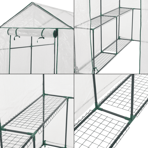 Estufa de jardim com prateleiras Oosterhout 120 x 186 x 190 cm en.casa