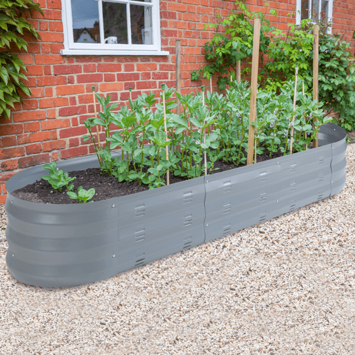 Huerta urbana Alfedena oval em aço 171x50x25cm - Antracite casa.pro