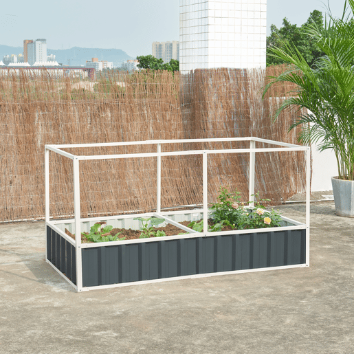 Huerta urbana alta Alblasserdam com rede de aço 174x90x88cm - Antracite en.casa