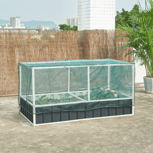 Huerta urbana alta Alblasserdam com rede de aço 174x90x88cm - Antracite en.casa