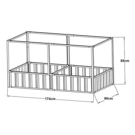 Huerta urbana alta Alblasserdam com rede de aço 174x90x88cm - Antracite en.casa