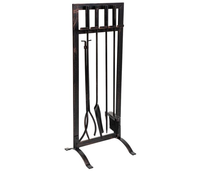 Herramientas para la chimenea de metal negro set 5 30.5x27x79.5h cm
