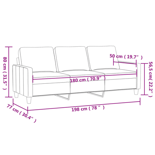 vidaXL Sofá de 3 lugares tecido 180 cm cinzento-acastanhado vidaXL Sofá de 3 lugares tecido 180 cm cinzento-acastanhado