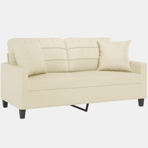 vidaXL Sofá 2 lugares + almofadas decorativas 140cm couro artif. creme