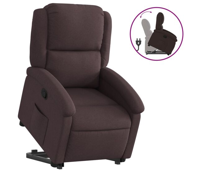 Vidaxl sillón reclinable elevable tela marrón oscuro