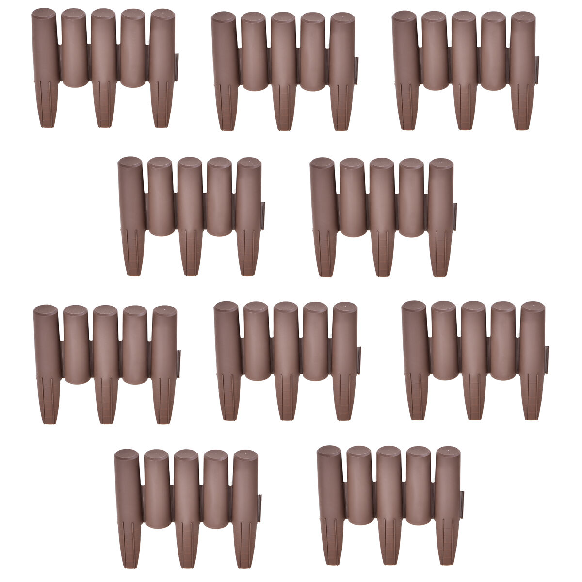[casa.pro] empalizada para jardín - set de 10 unidades - separadores para césped - marrón longitud 270cm