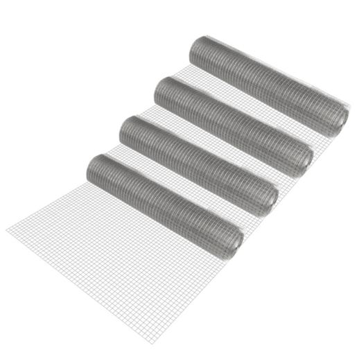 4 rolos de rede metálica quadrada 100 m - 1 x 25 m  rolo - aço galvanizado - cinzento pro.tec