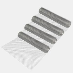 4 rolos de rede metálica quadrada 100 m - 1 x 25 m rolo - aço galvanizado - cinzento pro.tec