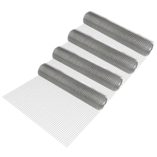 4 rolos de rede metálica quadrada 100 m - 1 x 25 m  rolo - aço galvanizado - cinzento pro.tec