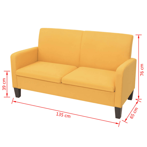 vidaXL Sofá de 2 lugares 135x65x76 cm amarelo vidaXL Sofá de 2 lugares 135x65x76 cm amarelo