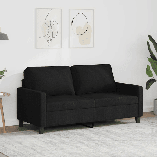vidaXL Sofá de 2 lugares tecido 140 cm preto