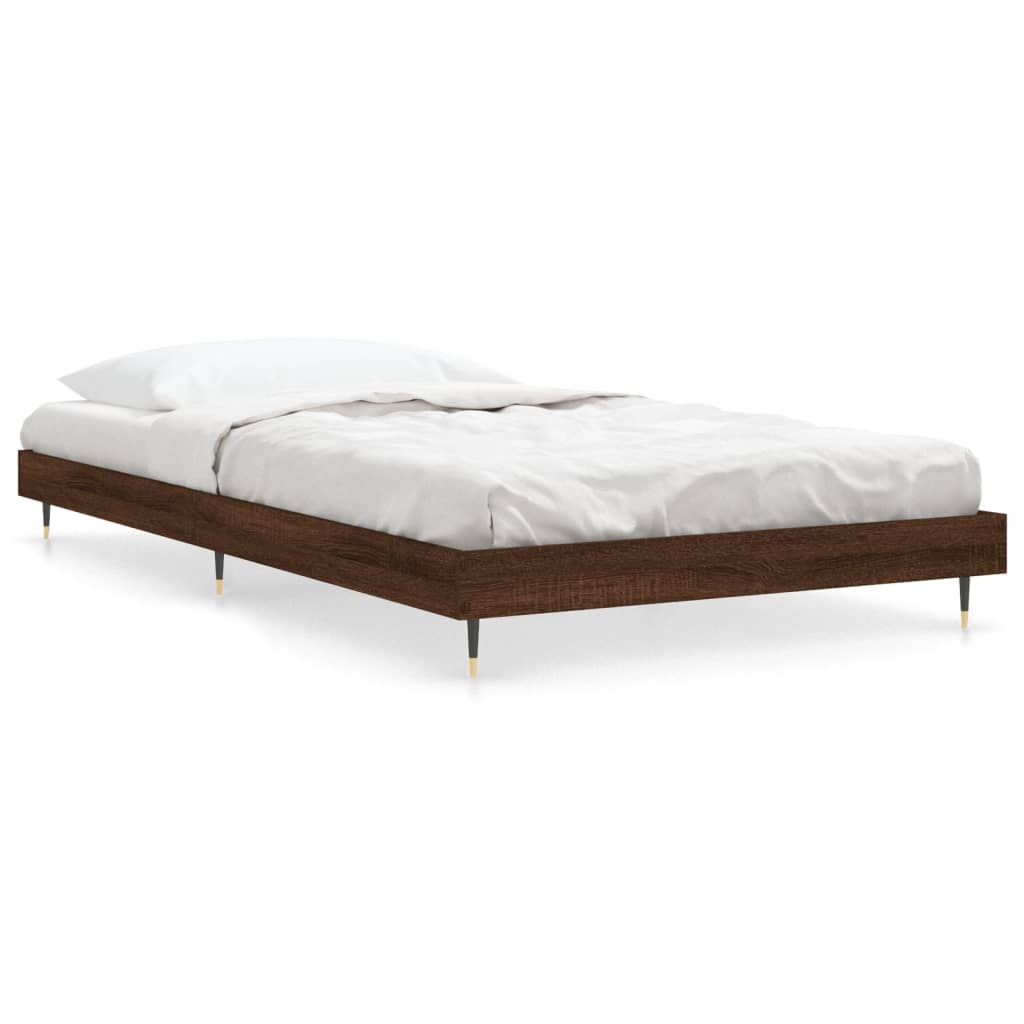 Estructura de cama madera contrachapada marrón roble 90x190 cm
