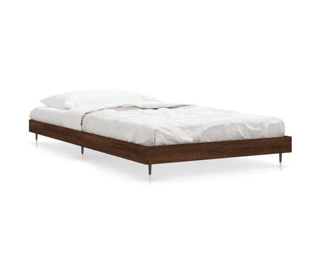 Estructura de cama madera contrachapada marrón roble 90x190 cm