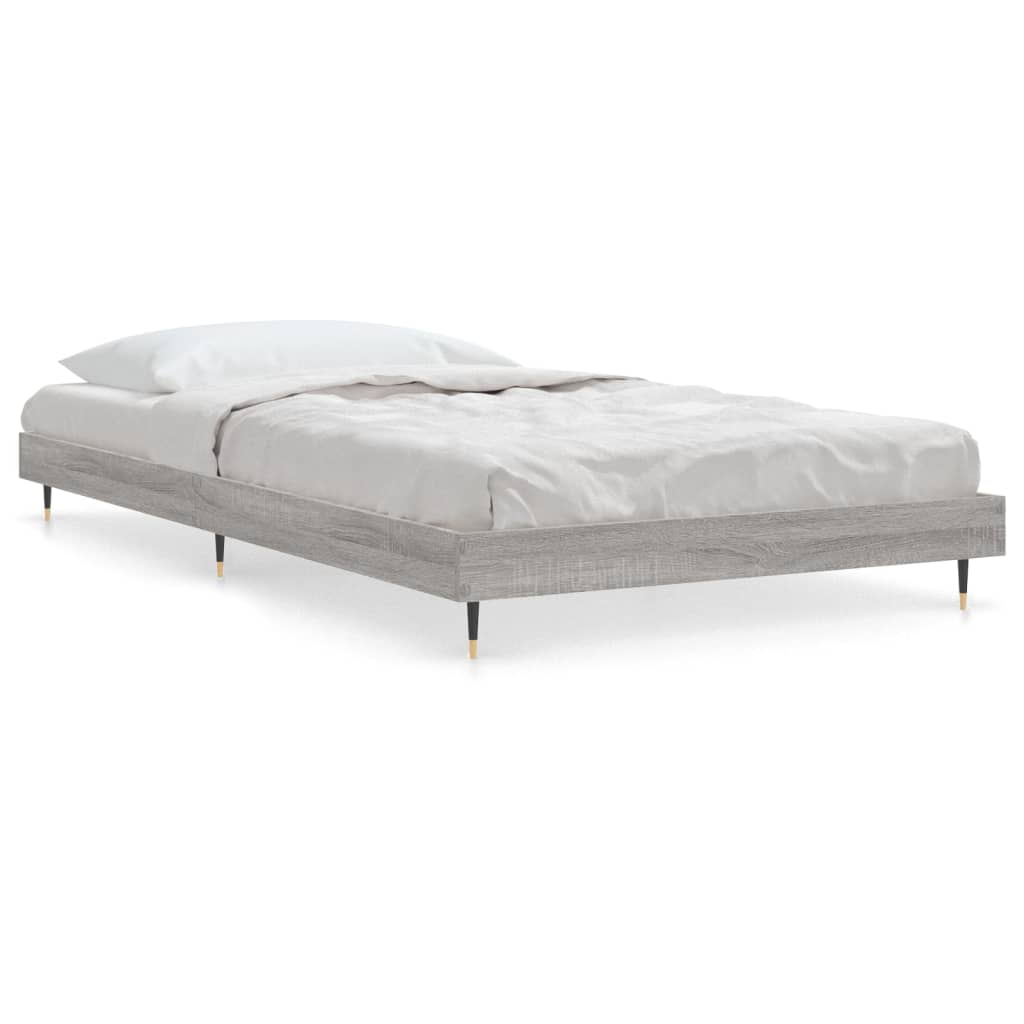 Estructura de cama madera contrachapada gris sonoma 90x200 cm