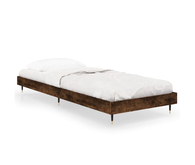 Estructura de cama madera contrachapada roble humo 75x190 cm