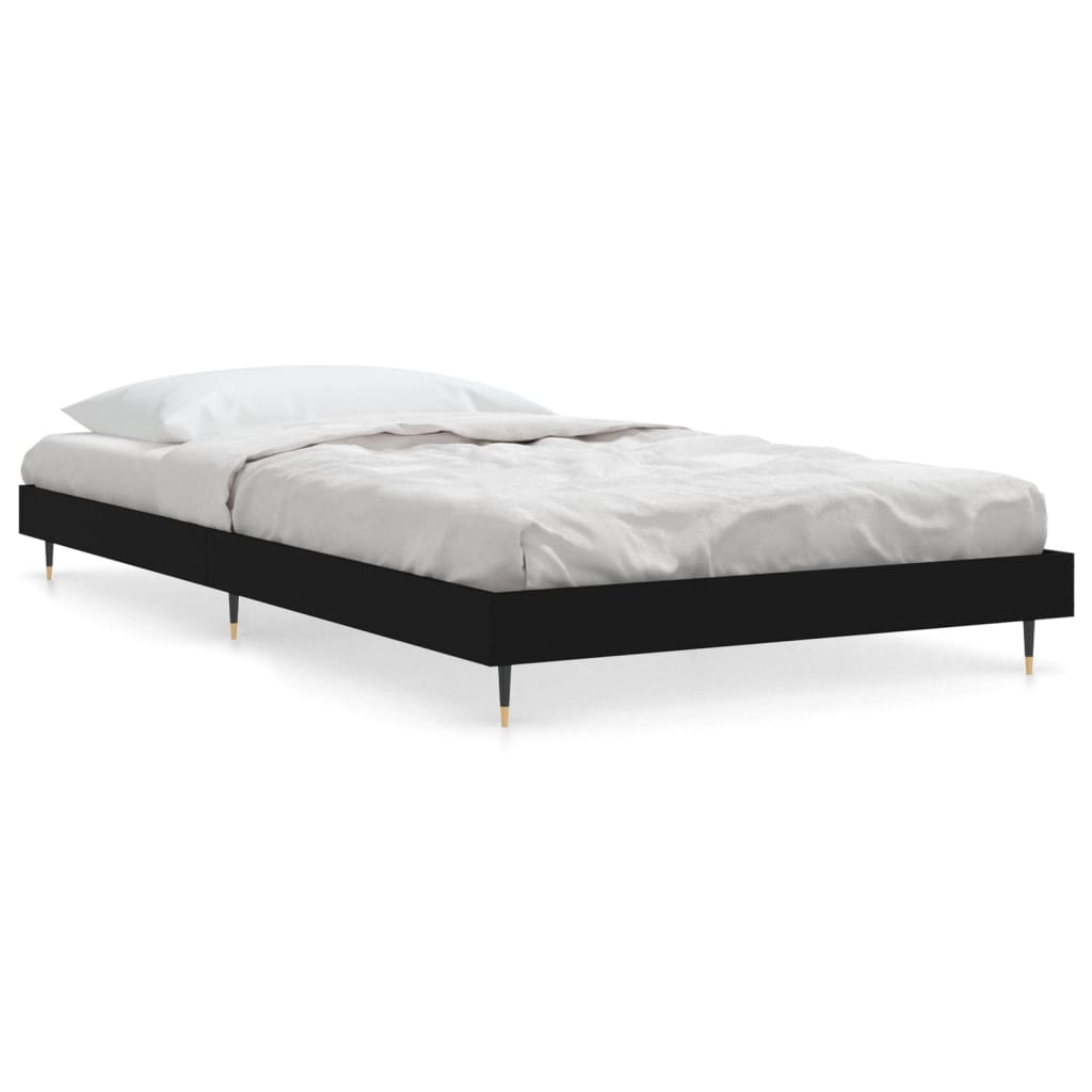 estructura de cama madera contrachapada negra 90x200 cm