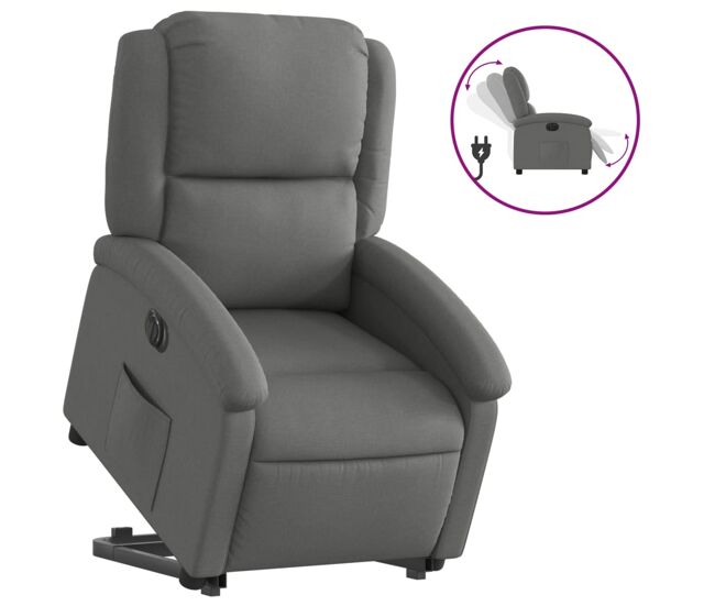 Vidaxl sillón eléctrico reclinable elevable de tela gris oscuro