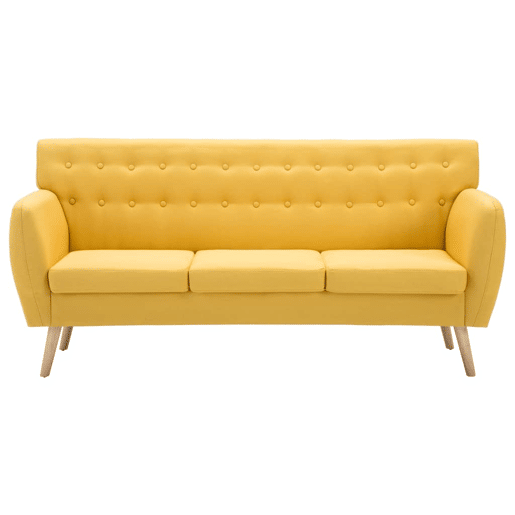 vidaXL Sofá de 3 lugares estofos de tecido 172x70x82 cm amarelo