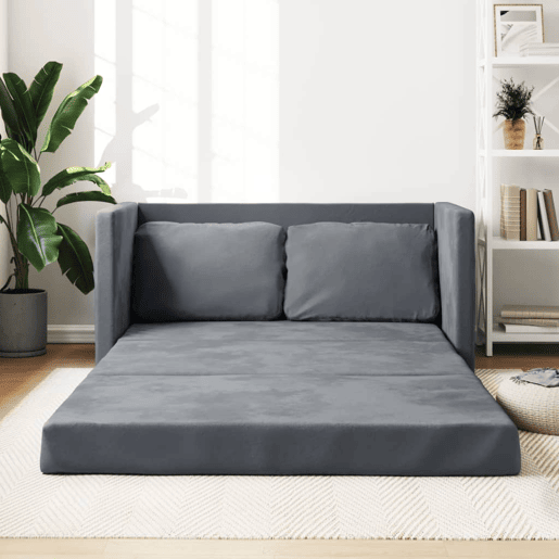 vidaXL Sofá-cama sem pés 122x204x55 cm veludo cinzento-escuro vidaXL Sofá-cama sem pés 122x204x55 cm veludo cinzento-escuro