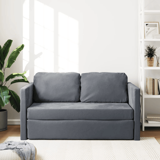 vidaXL Sofá-cama sem pés 122x204x55 cm veludo cinzento-escuro vidaXL Sofá-cama sem pés 122x204x55 cm veludo cinzento-escuro