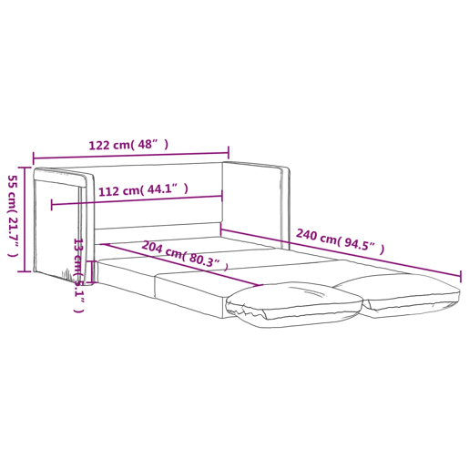 vidaXL Sofá-cama sem pés 122x204x55 cm veludo cinzento-escuro vidaXL Sofá-cama sem pés 122x204x55 cm veludo cinzento-escuro