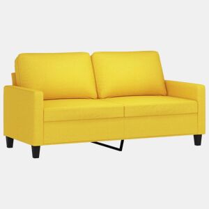 vidaXL Sofá de 2 lugares 140 cm tecido amarelo-claro