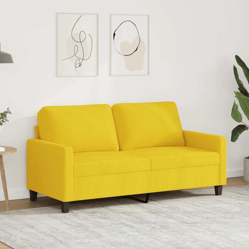 vidaXL Sofá de 2 lugares 140 cm tecido amarelo-claro vidaXL Sofá de 2 lugares 140 cm tecido amarelo-claro