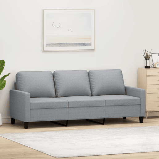 vidaXL Sofá de 3 lugares 180 cm tecido cinza-claro