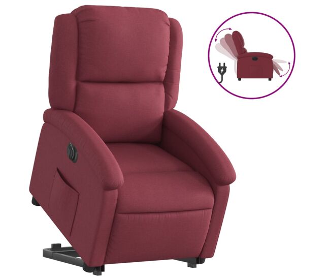 Vidaxl sillón eléctrico reclinable elevable de tela rojo tinto