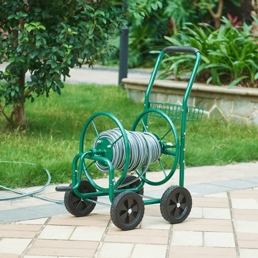 Carrinho metálico para mangueira (XL) de 34 polegadas 86 x 44 x 95 cm verde pro.tec Carrinho metálico para mangueira (XL) de 34 polegadas 86 x 44 x 95 cm verde pro.tec