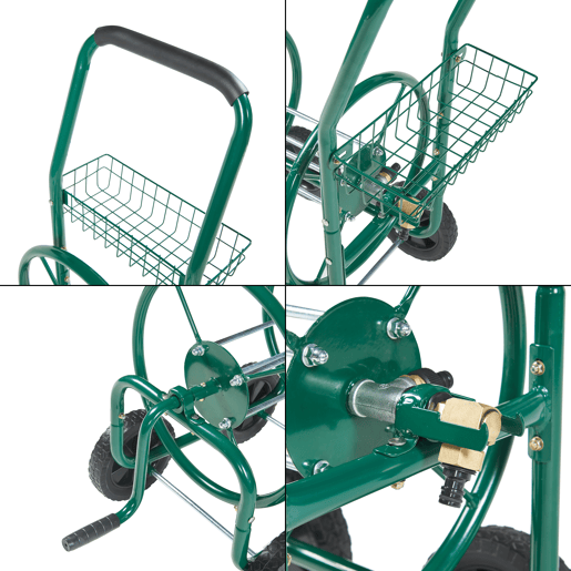 Carrinho metálico para mangueira (XL) de 34 polegadas 86 x 44 x 95 cm verde pro.tec Carrinho metálico para mangueira (XL) de 34 polegadas 86 x 44 x 95 cm verde pro.tec