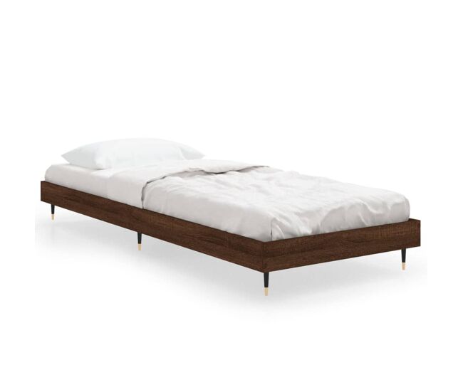 Estructura de cama madera contrachapada roble marrón 75x190 cm