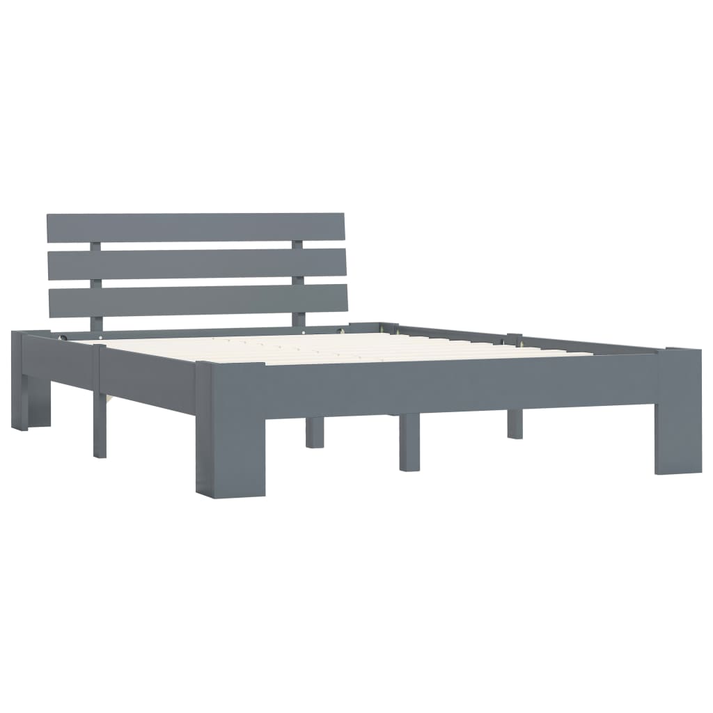 estructura de cama de madera maciza de pino gris 140x200 cm