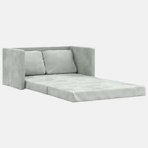 vidaXL Sofá-cama sem pés 122x204x55 cm veludo cinzento-claro